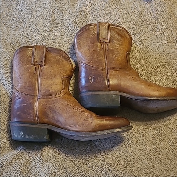 Frye Billy Short Pull On Cognac Brown Leather Southern Cowboy Ankle boots 6.5 - Picture 2 of 12